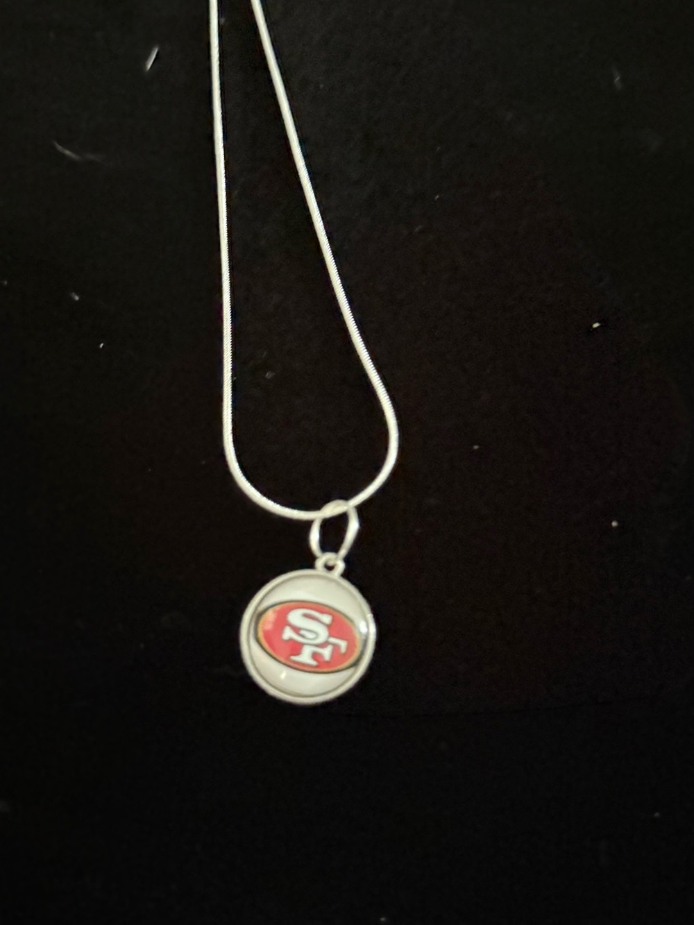 San Francisco 49ers Round Pendant Necklace - Red and Silver